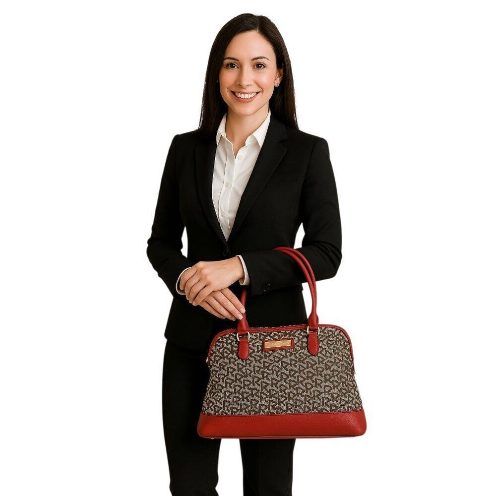 DKNY Dome Shoulder Bag Jacquard Signature Handbag Donna Karen New York WOMEN'S
